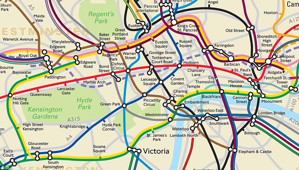 London tube map showing the REAL distances between stations 1