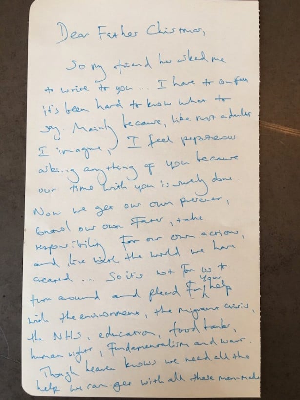 Benedict Cumberbatch’s letter to Father Christmas 1