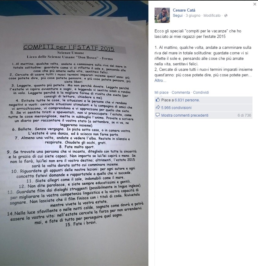 An Italian Teacher's Unusual Summer Assignments 1